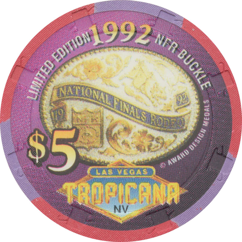 Tropicana Casino Las Vegas Nevada $5 National Finals Rodeo Buckle 1992 Chip 1996