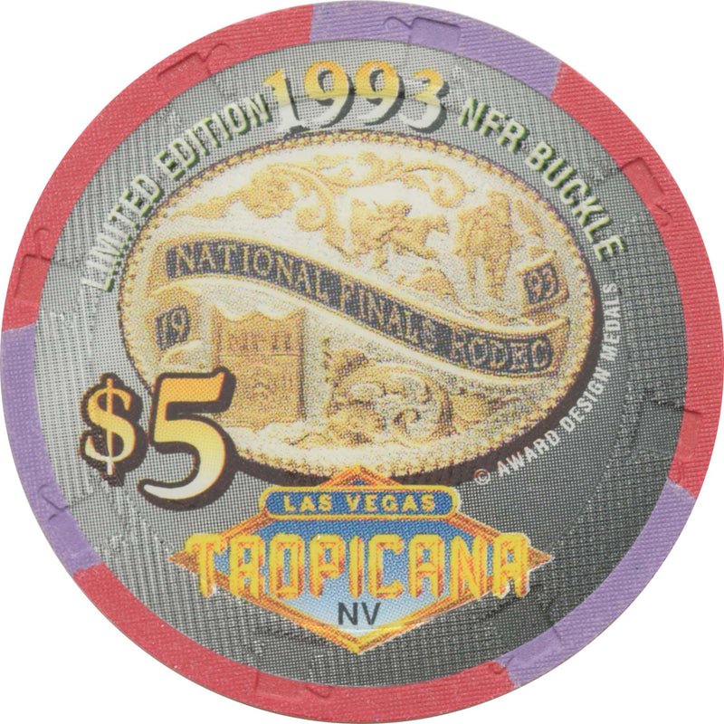 Tropicana Casino Las Vegas Nevada $5 National Finals Rodeo Buckle 1993 Chip 1996