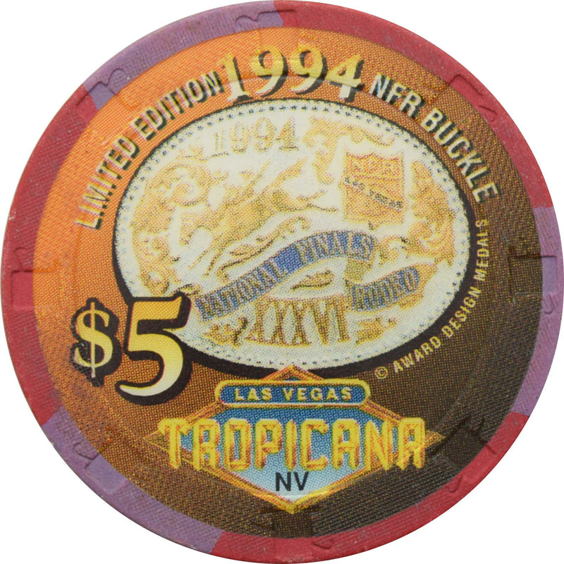 Tropicana Casino Las Vegas Nevada $5 National Finals Rodeo Buckle 1994 Chip