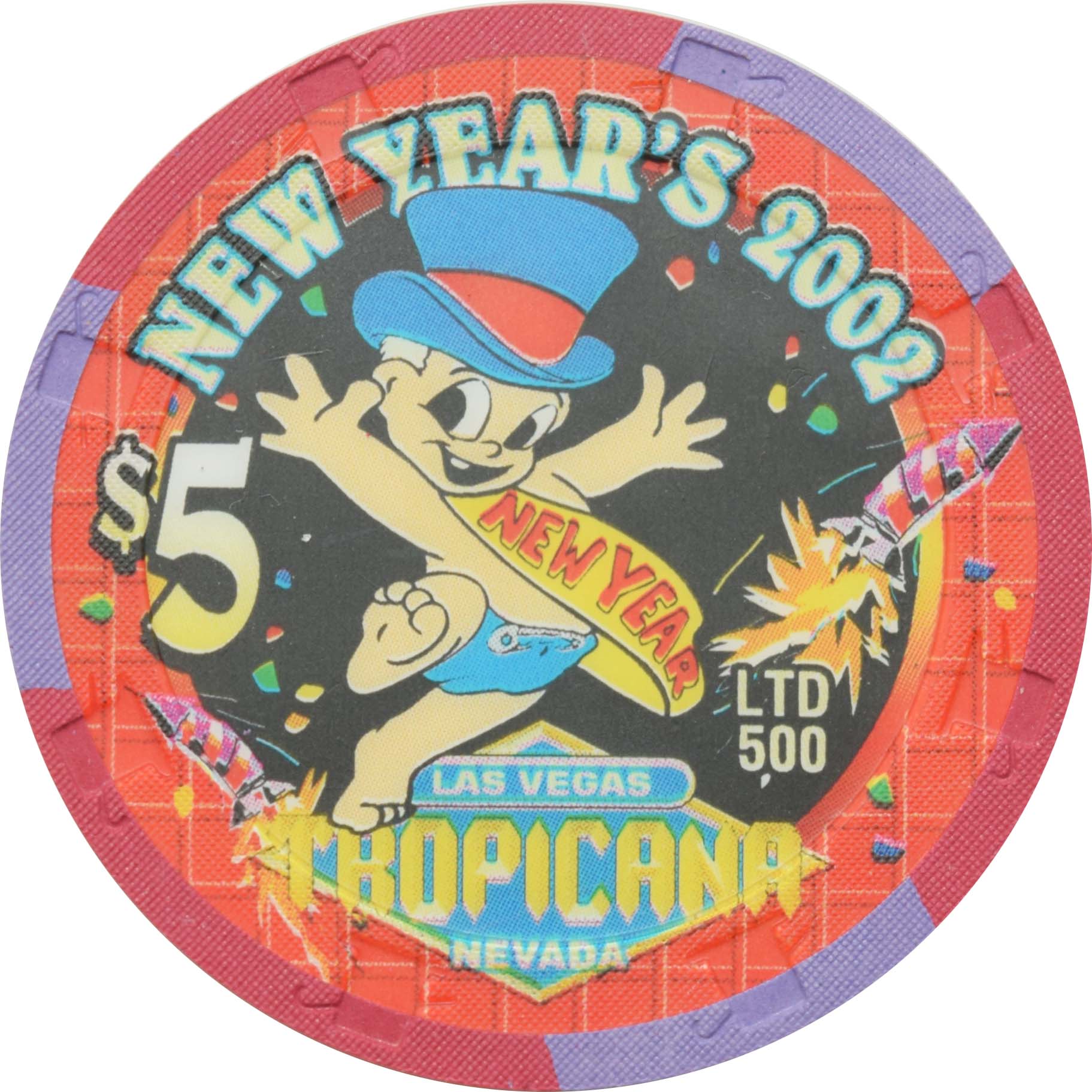 Tropicana Casino Las Vegas Nevada $5 New Year's Chip 2002