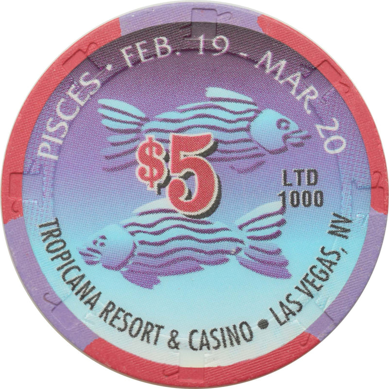 Tropicana Casino Las Vegas Nevada $5 Zodiac Series - Pisces Chip 1998
