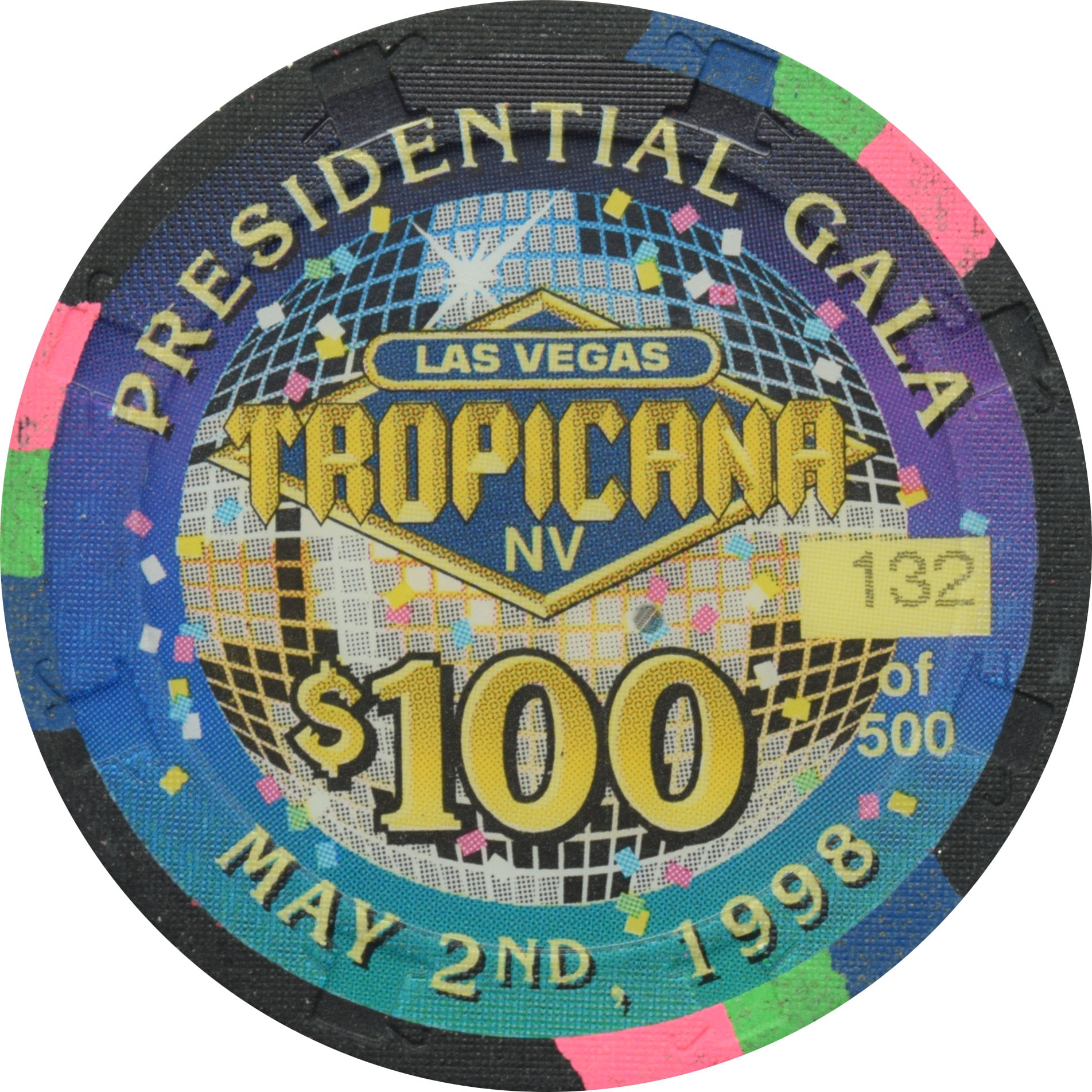 Tropicana Casino Las Vegas Nevada $100 Presidential Gala New Years Chip 1998