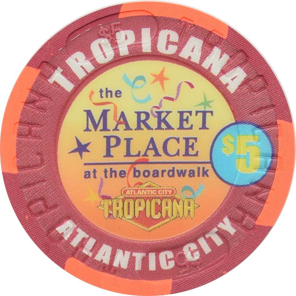 Tropicana Casino Atlantic City New Jersey $5 Cash Contraption Chip