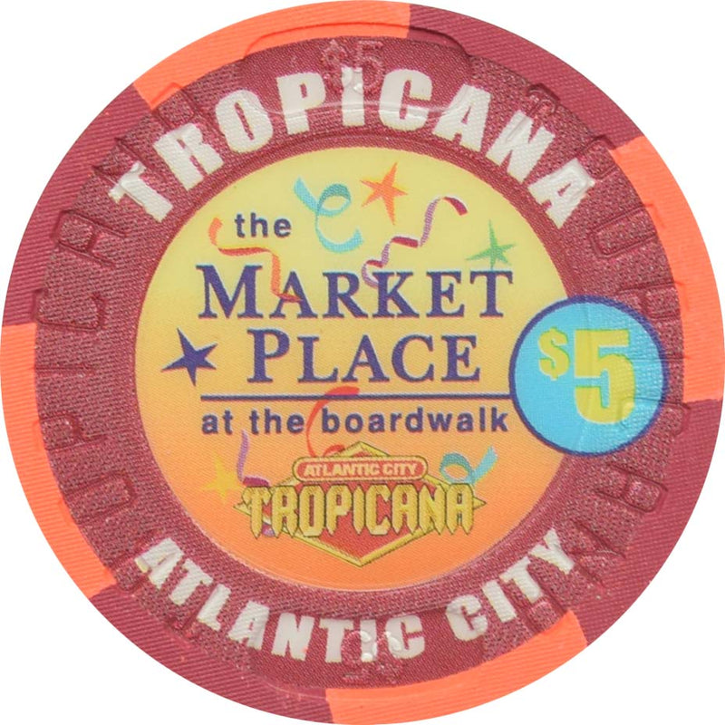 Tropicana Casino Atlantic City New Jersey $5 Boardwalk Favorites Chip