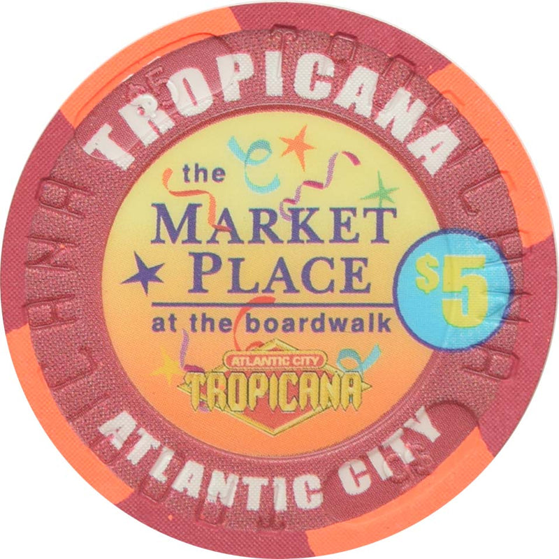 Tropicana Casino Atlantic City New Jersey $5 Fire Waters Chip