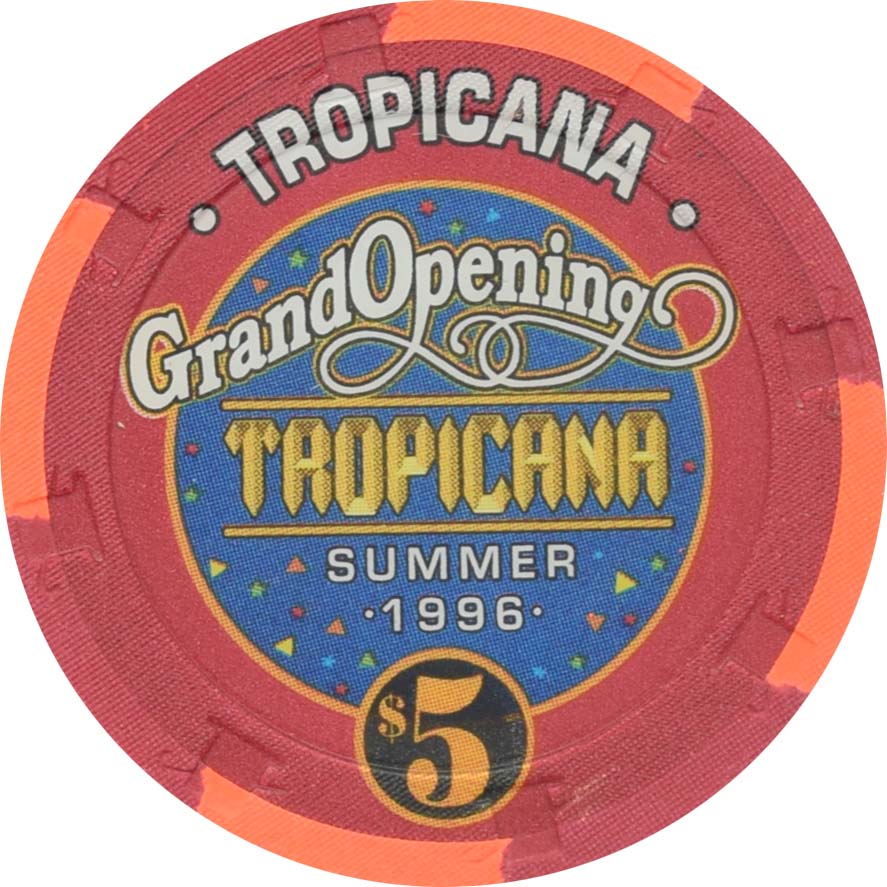 Tropicana Casino Atlantic City New Jersey $5 Grand Opening Chip 1996