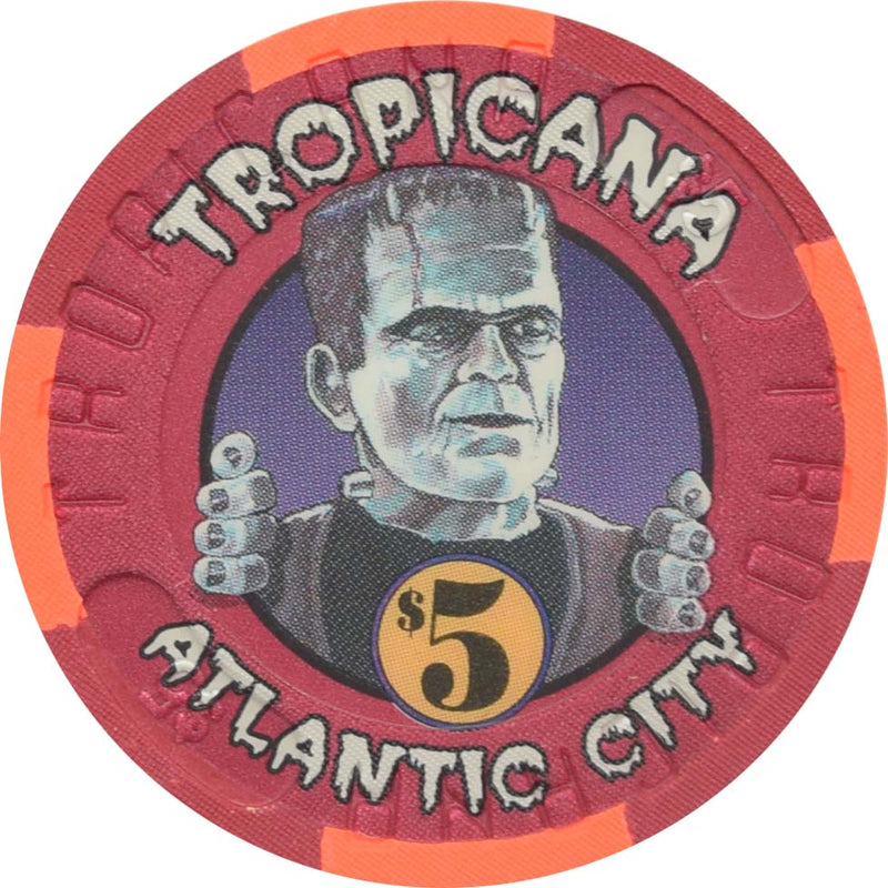 Tropicana Casino Atlantic City New Jersey $5 Frankenstein Halloween Chip 1996