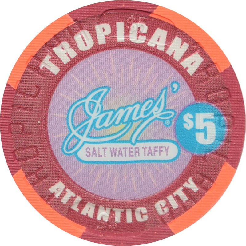 Tropicana Casino Atlantic City New Jersey $5 James Salt Water Taffy Chip