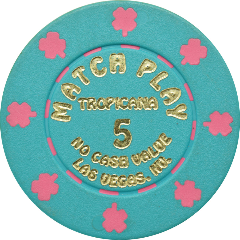 Tropicana Casino Las Vegas Nevada $5 Match Play NCV Turquoise Chip 1992