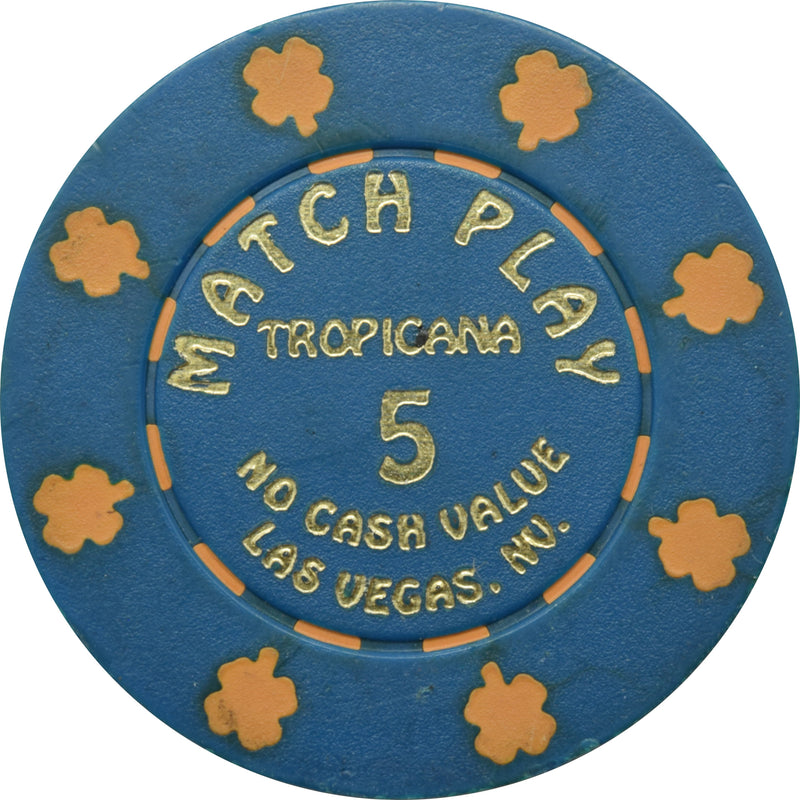 Tropicana Casino Las Vegas Nevada $5 Match Play NCV Navy Chip 1992