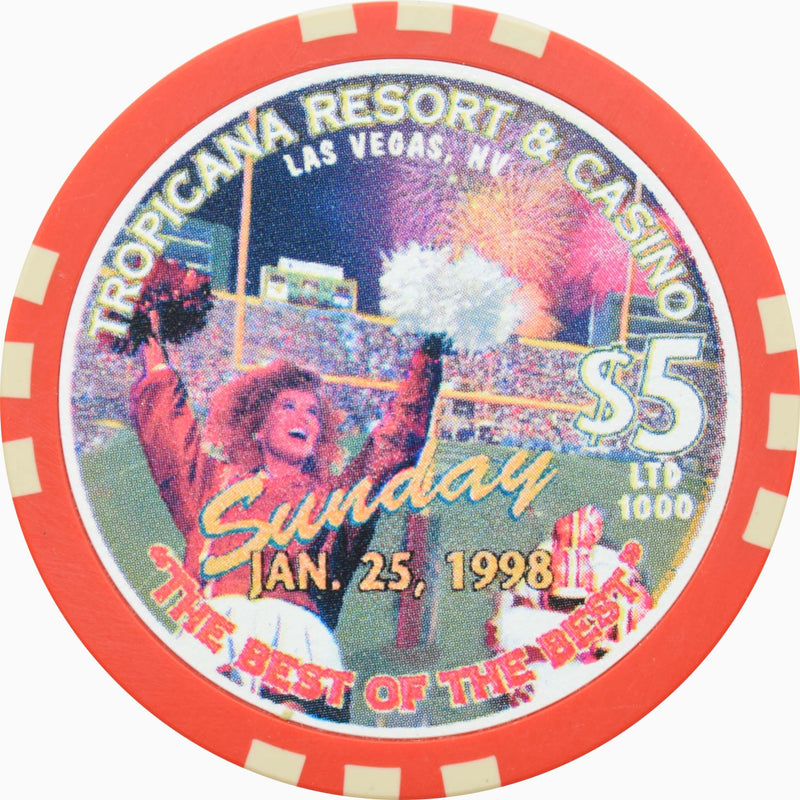 Tropicana Casino Las Vegas Nevada $5 Superbowl Chip 1998