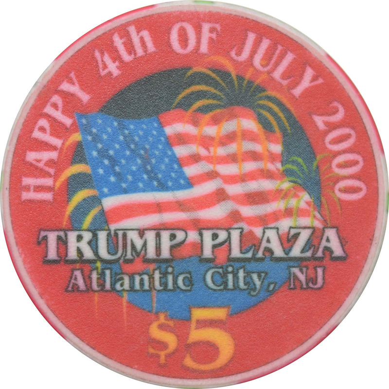 Trump Plaza Casino $5 Chip Atlantic City New Jersey 4th of July 2000
