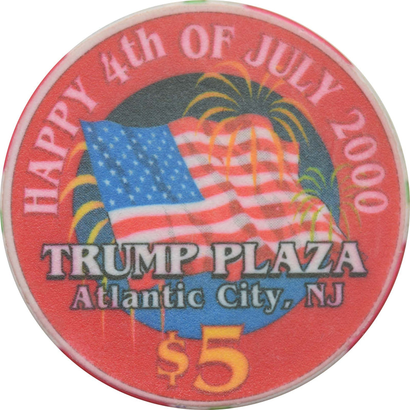 Trump Plaza Casino $5 Chip Atlantic City New Jersey 4th of July 2000