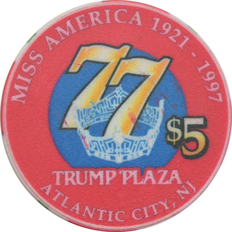Trump Plaza Casino $5 Chip Atlantic City New Jersey Tara Holland Miss America 1997