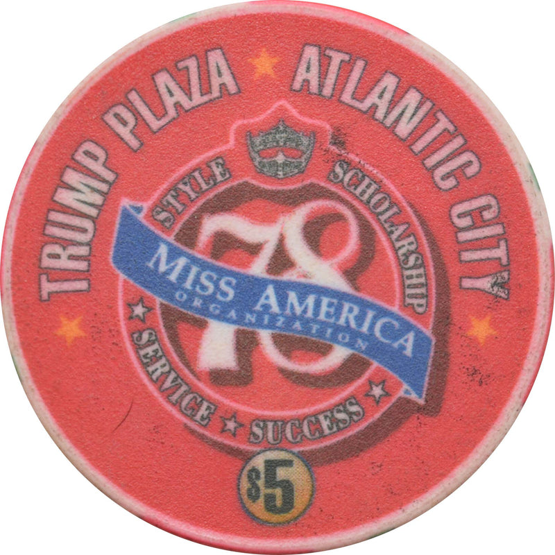 Trump Plaza Casino $5 Chip Atlantic City New Jersey Tara Holland Miss America 1998
