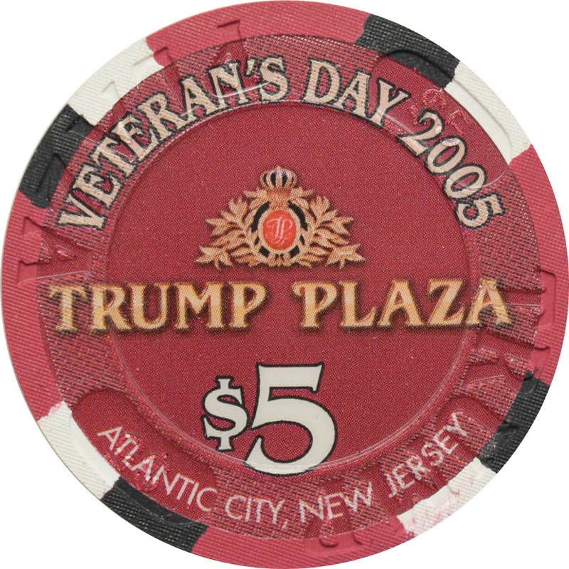 Trump Plaza Casino $5 Chip Atlantic City New Jersey Veteran's Day Air Force 2005