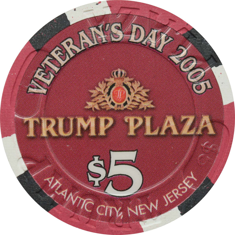 Trump Plaza Casino $5 Chip Atlantic City New Jersey Veteran's Day Navy 2005