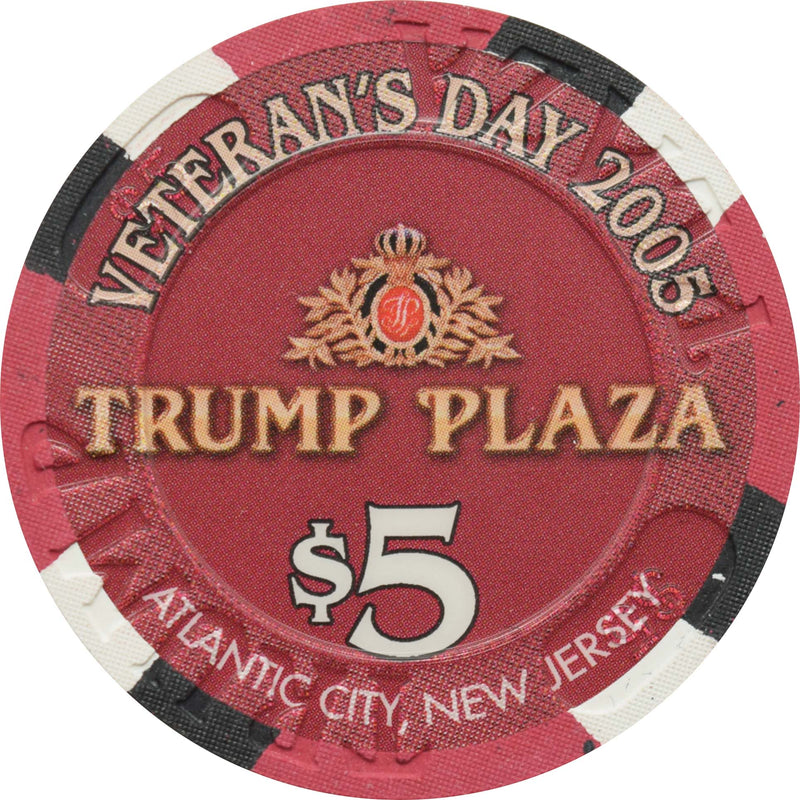 Trump Plaza Casino $5 Chip Atlantic City New Jersey Veteran's Day Marine Corps 2005