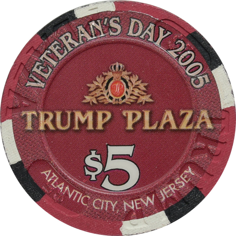 Trump Plaza Casino $5 Chip Atlantic City New Jersey Veteran's Day 2005