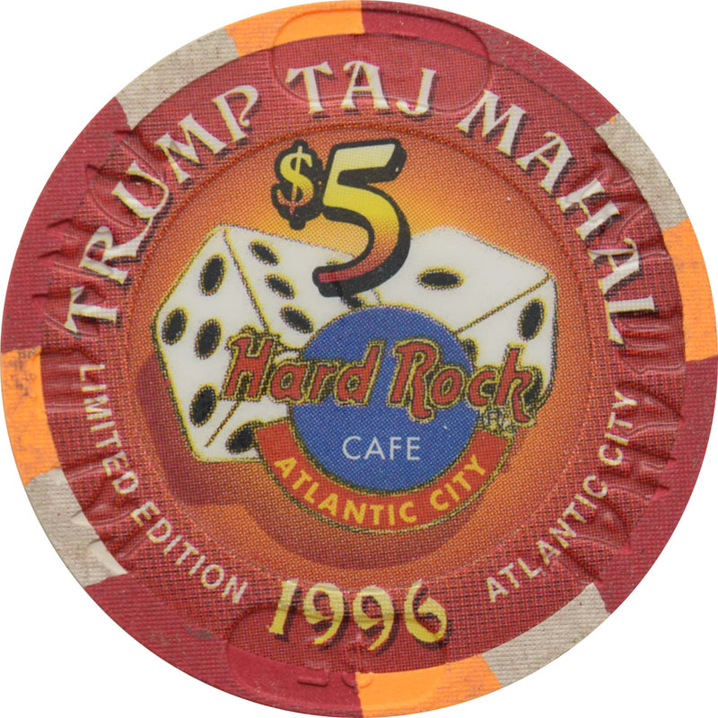Trump Taj Mahal Casino $5 Chip Atlantic City New Jersey Hard Rock Cafe Grand Opening