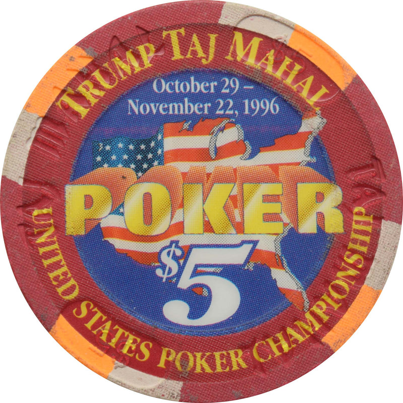 Trump Taj Mahal Casino $5 Chip Atlantic City New Jersey United States Poker Championship