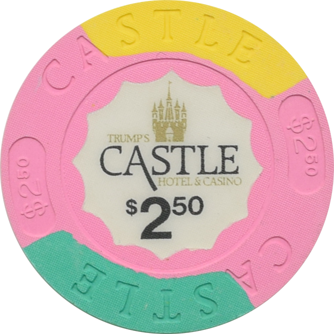 Trump's Castle Casino Atlantic City New Jersey $2.50 (Blue / Yellow) Chip