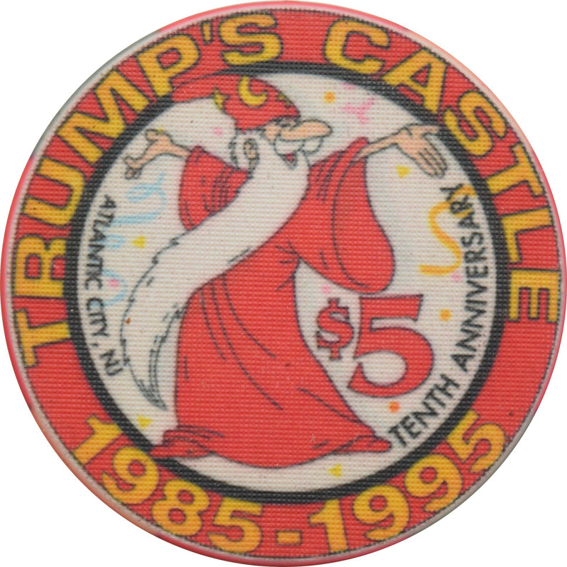 Trump's Castle Casino $5 Chip Atlantic City New Jersey 10th Anniversary 1994