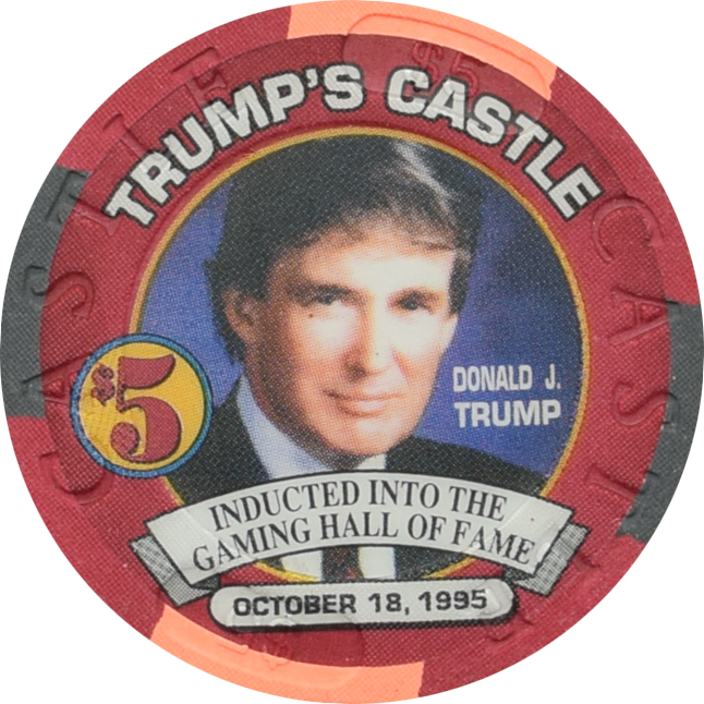 Trump's Castle Casino Atlantic City New Jersey $5 Gaming Hall of Fame Chip