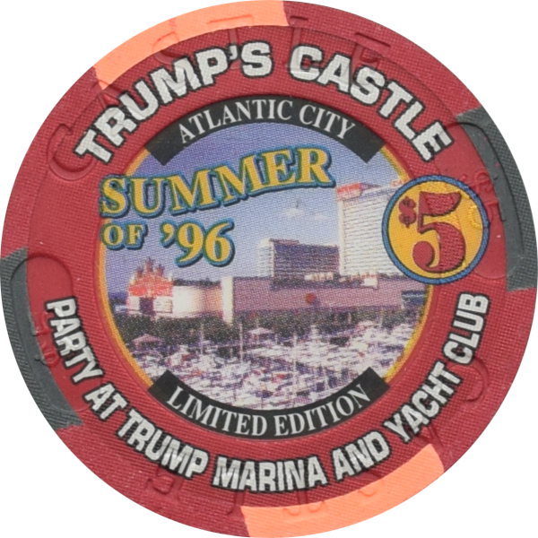 Trump's Castle Casino Atlantic City New Jersey $5 Gaming Hall of Fame Chip