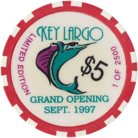Key Largo Casino Las Vegas Nevada $5 Grand Opening Chip 1997