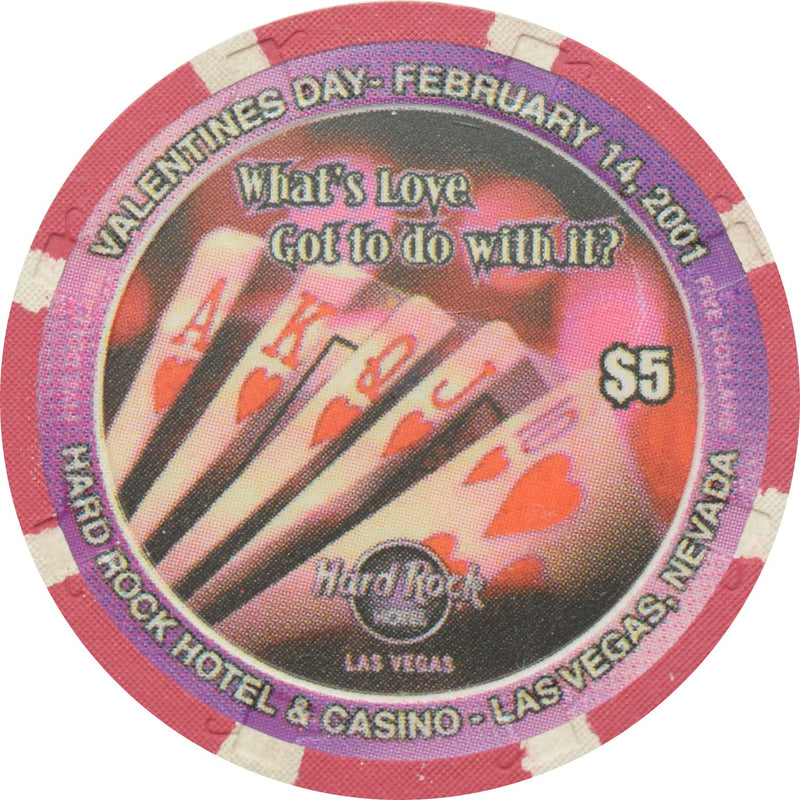 Hard Rock Casino Las Vegas Nevada $5 Valentine's Day Chip 2001