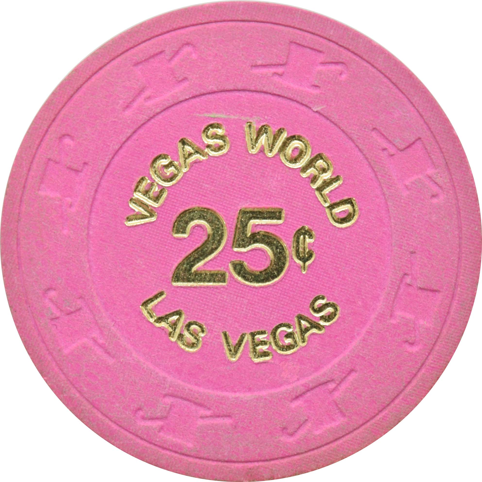 Vegas World Casino Las Vegas Nevada 25 Cent Large Text Chip 1980s