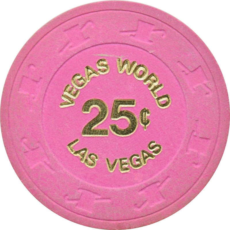 Vegas World Casino Las Vegas Nevada 25 Cent Large Text Chip 1980s