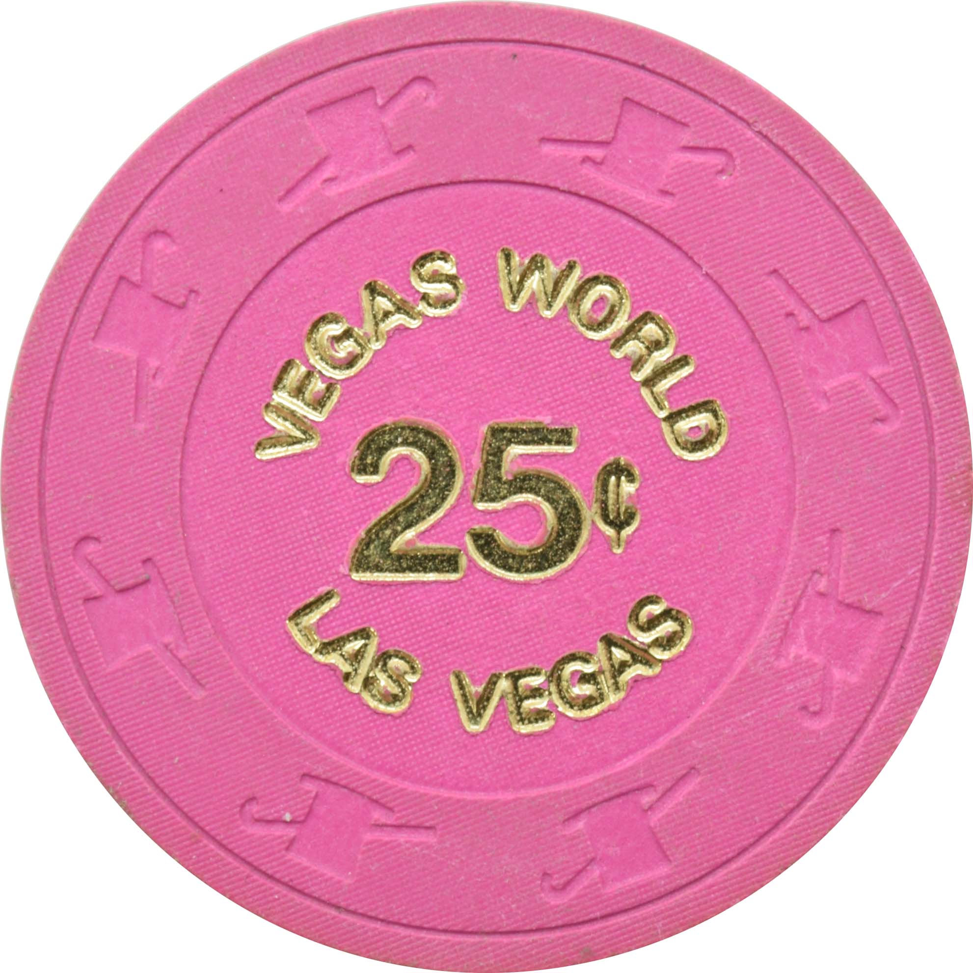 Vegas World Casino Las Vegas Nevada 25 Cent Large Text Chip 1980s