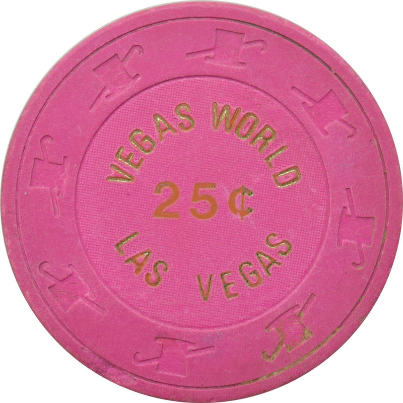 Vegas World Casino Las Vegas Nevada 25 Cent Small Text Chip 1980s
