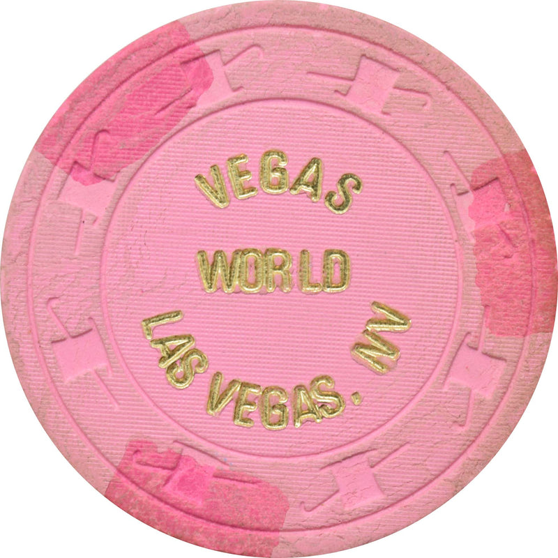 Vegas World Casino Las Vegas Nevada Lt. Pink $5 No Cash Value Chip 1980s