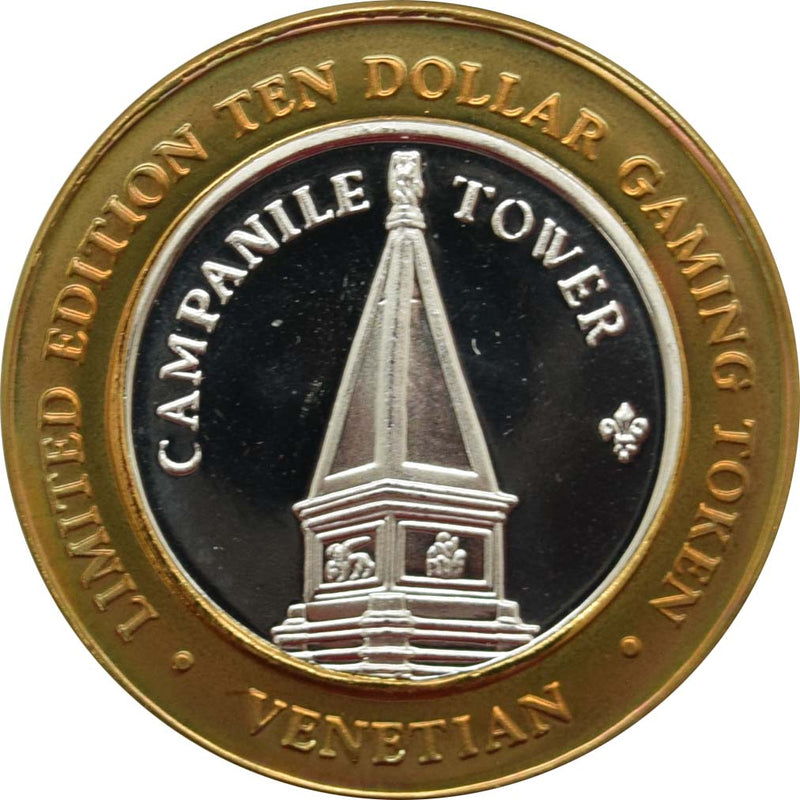 Venetian Casino Las Vegas "Campanile Tower" $10 Silver Strike .999 Fine Silver 2000