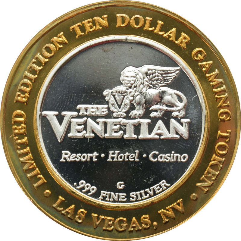 The Venetian Casino Las Vegas "The Doge's Palace" $10 Silver Strike .999 Fine Silver 1999
