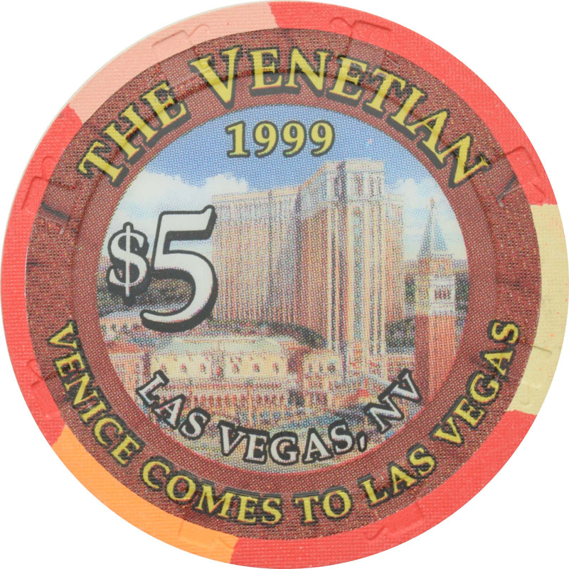 The Venetian Casino Las Vegas Nevada $5 Grand Opening Chip 1999
