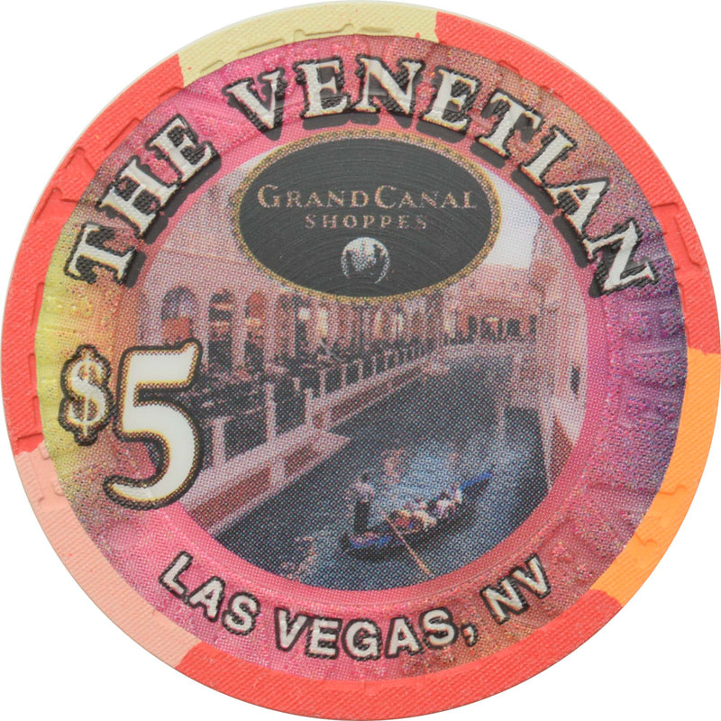 The Venetian Casino Las Vegas Nevada $5 Grand Canal Shoppes Chip 1999
