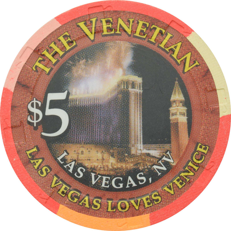 The Venetian Casino Las Vegas Nevada $5 1st Anniversary Chip 2000