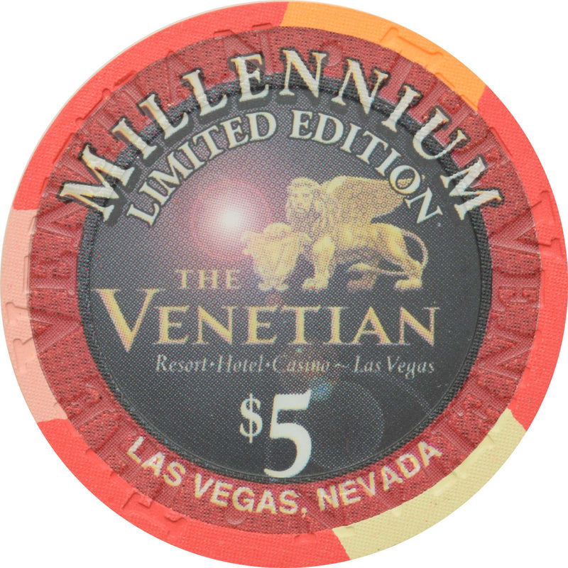 The Venetian Casino Las Vegas Nevada $5 Millennium Chip 1999