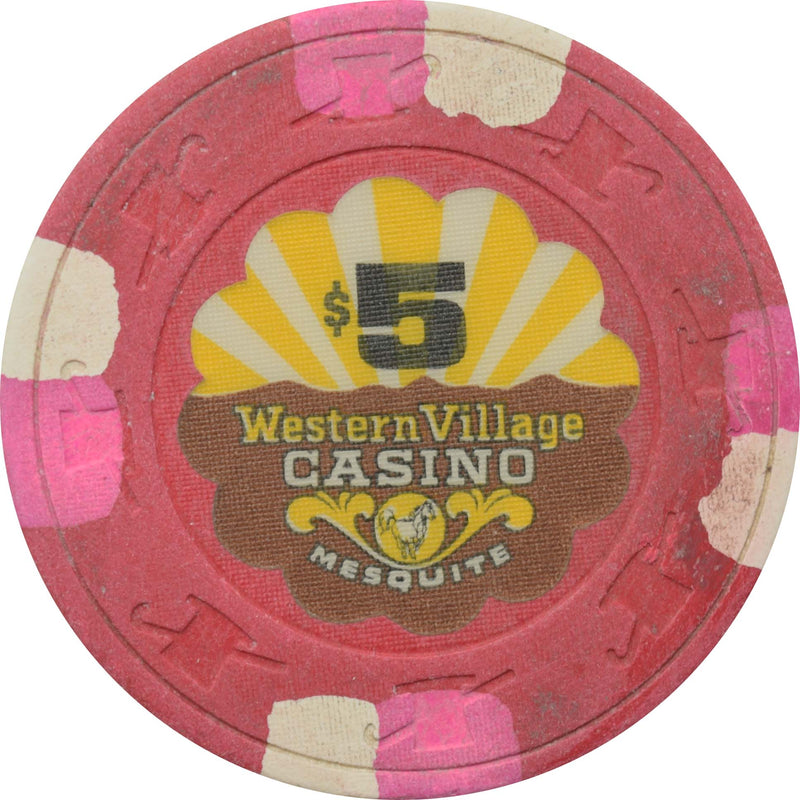 Western Village Casino Mesquite Nevada $5 Chip 1976
