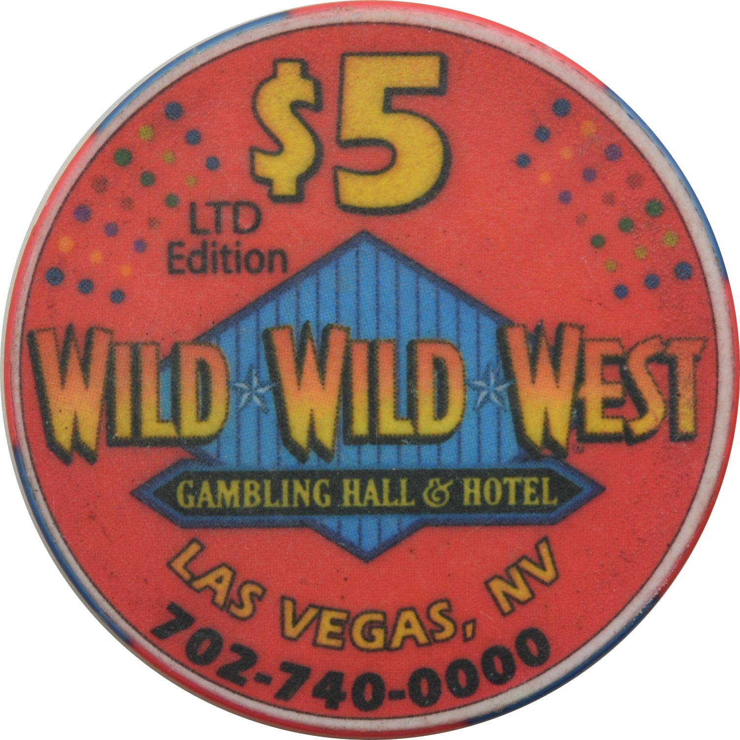 Wild Wild West Gambling Hall Las Vegas Nevada $5 "Courtney" Chip 2004