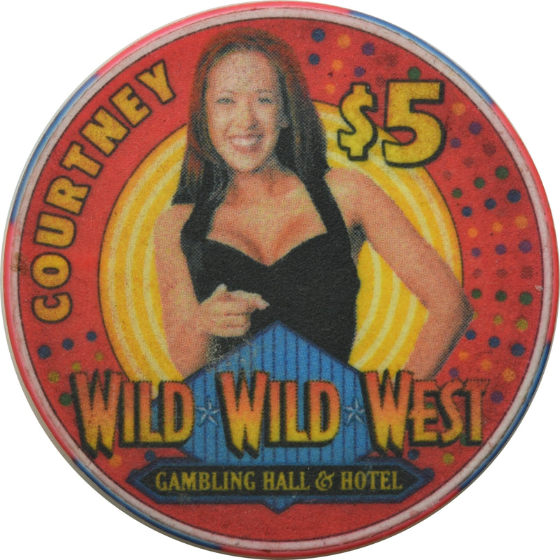 Wild Wild West Gambling Hall Las Vegas Nevada $5 "Courtney" Chip 2004