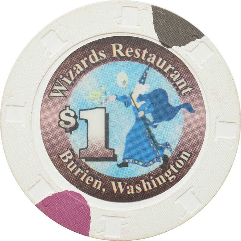 Wizards Restaurant Casino Burien WA $1 Chip