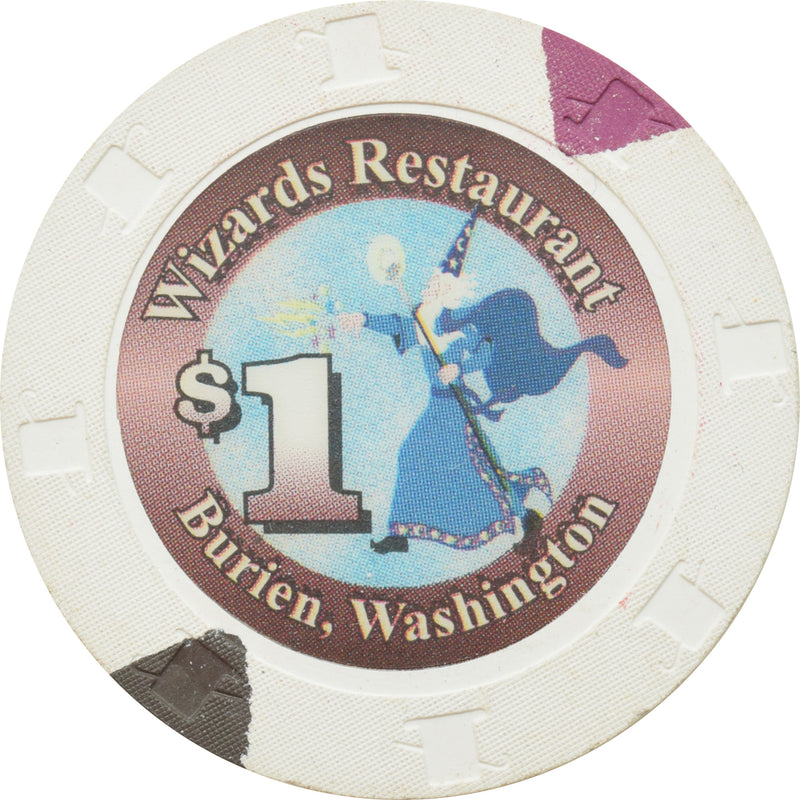 Wizards Restaurant Casino Burien WA $1 Chip