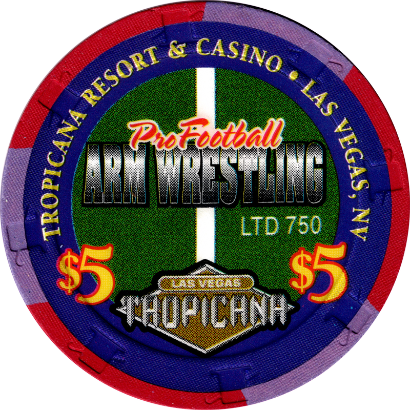 Tropicana Casino Las Vegas Nevada $5 Pro Football Arm Wrestling Chip 1999