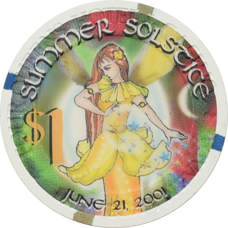 Solstice Chip Four Queens Casino Las Vegas Nevada $1 Summer Solstice Chip 2001