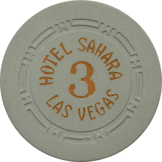 Sahara Casino Las Vegas Nevada Grey Roulette 3 Chip 1950s
